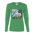 thumbnail image 2 of Unicorn Fanstasy Island Castle Animal Lover Female Graphic Long Sleeve T-Shirt, Kelly, 2XL, 2 of 3