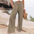 thumbnail image 2 of KHONTS Women's Casual High Waisted Palazzo Pants Wide Leg Trendy Trousers Floral Printed Boho Beach Vacation Pants with Pockets Khaki S, 2 of 5