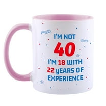 HiiKaa Funny 40th Birthday Gifts for Women Man- Turning 40 Year Old Birthday Bday Gift Ideas for Best Friends, Friends,11oz Ceramic Coffee Mug,Pink