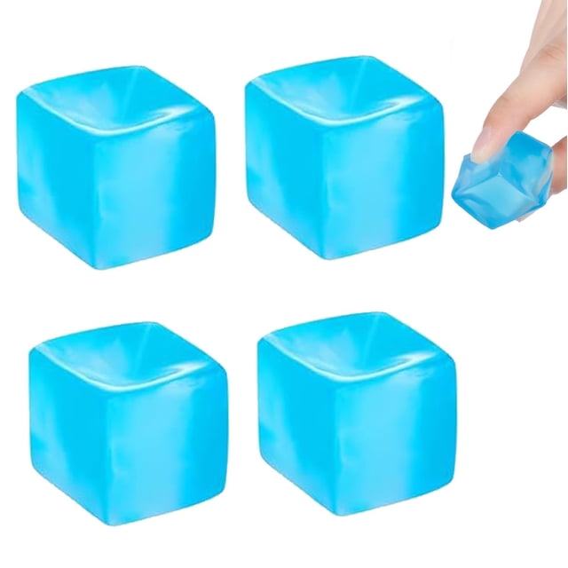 Pelotas Antiestres ZEXILILA Cubo de Hielo Paquete de 4 Juguetes Sensoriales TPR con Purpurina