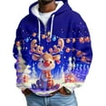 thumbnail image 2 of Mens Christmas Hoodies Waffle Knit Quarter Zip Hooded Sweatshirt with Front Pocket for Holiday Casual Wear Blue 5XL, 2 of 4