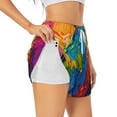 thumbnail image 3 of Lsque Vibrant Parrot Splash Art Printed Women's Running Shorts with Liner Pockets,Elastic Quick Dry Workout Athletic Gym Yoga Shorts,Womens High Waist Shorts-XX-Large, 3 of 9