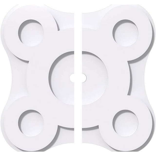 Ekena Millwork CMP34LA2-02000 34 Po OD x 2 Po ID Carré Luna Architecture Grade Médaillon de Plafond Contemporain PVC - 2 Pièces