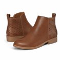 thumbnail image 2 of Rexoro Girls Ankle Boots Star Perforated Round Toe Low Heel Short Booties with Side Zipper for Toddler Little Kid Big Kid School Daily Wear, 2 of 7