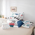 thumbnail image 6 of meiyoeat Whale Jellyfish Ocean Pattern 7-Piece Twin Bedding,Sea Animal Print Bedding Comforter Set For Girl,Reversible, 6 of 7
