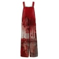 thumbnail image 4 of WTOBBY Women's Halloween Printed Cotton Jumpsuit, Sleeveless Casual Design with Loose Fit for Breathability, Perfect for Comfortable Everyday Wear,Watermelon RedS, 4 of 5