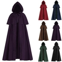 Hvyesh Long Hooded Cloak for Women Men Velvet Cape Medieval Long Cape Halloween Costumes for Women Men