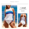 thumbnail image 4 of Top tankini push up con espalda en T y tiras estampadas a rayas de blusón para mujer con shortsxxl Feliz Sencillez, 4 of 5