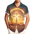 thumbnail image 2 of Yaoyar Mens Hawaiian Christian Shirts Cross Jesus Lapel Button Down Short Sleeve Beach Shirt Summer Tops Vacation Casual Fashion, 2 of 6