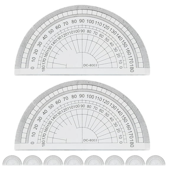 ELAYARD Set of 15 Thick Plastic Protractors, Easy-to-Read for Math Homework and School Use