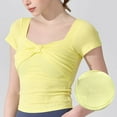 thumbnail image 5 of hotojiny Workout Tops for Women Fashion Short Sleeve Yoga Crop Tops Cute Bow Basic Casual Layer Shirts for Athletic Sports, 5 of 5