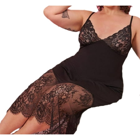 

Sexy Cami Strap Slip Dress Sleeveless Black Plus Size Nightgowns & Sleepshirts (Women s)