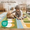 thumbnail image 4 of ODIKA 4'x6' Green Blue Retro Mid Century Modern Washable Area Rug Contemporary Abstract Vertical Stripes for Dorm Room, Small Living Stain Resistant Low Profile, Easy Care, 4 of 7