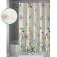 thumbnail image 2 of Shower Curtain, Watercolor Flowers on Letter Waterproof Shower Curtain Set with Hooks for Bathroom Showers,Stalls and Bathtubs,72x72In Retro Field Floral Plant, 2 of 9
