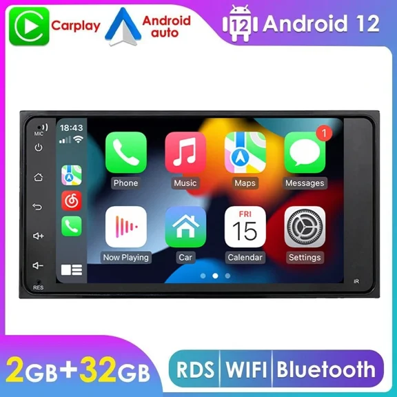 Zcargel Android 13 Double Din Car Stereo 7" 2 32GB GPS Navigation WiFi Multimedia Receiver, Wireless CarPlay Android Auto Bluetooth Car Radio, Touch Screen Radios for Cars, for Toyota Hilux 2005-2014