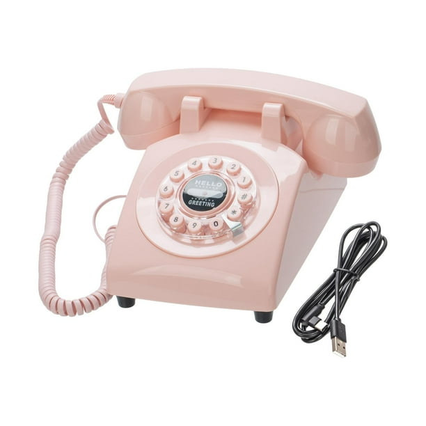 Libro de visitas Telefono de escritorio Telefono que deja un mensaje de correo de voz Telefono con cable vintage Telefono fijo retro para fiesta de Rosa Bodega Aurrera en linea