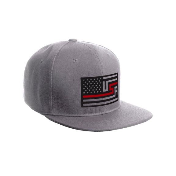USA Redesign Flag Thin Blue Red Line Support American Servicemen Snapback Hat (Thin Red Line, Grey Cap)