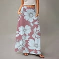 thumbnail image 4 of LWavelet Leaf Print Maxi Skirt with Side Pockets Women Trendy Fall Casual Flowy Versatile Bottoms Pink S, 4 of 5