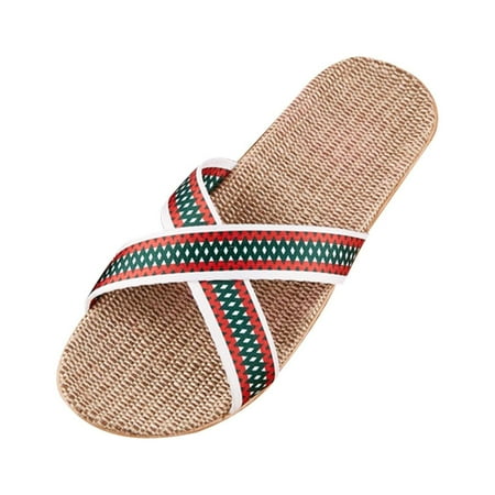 

Women Slippers Slippers For Women Breathable Bohemia Beach Slip On Shoes Flats Casual Sandals Green 8.5