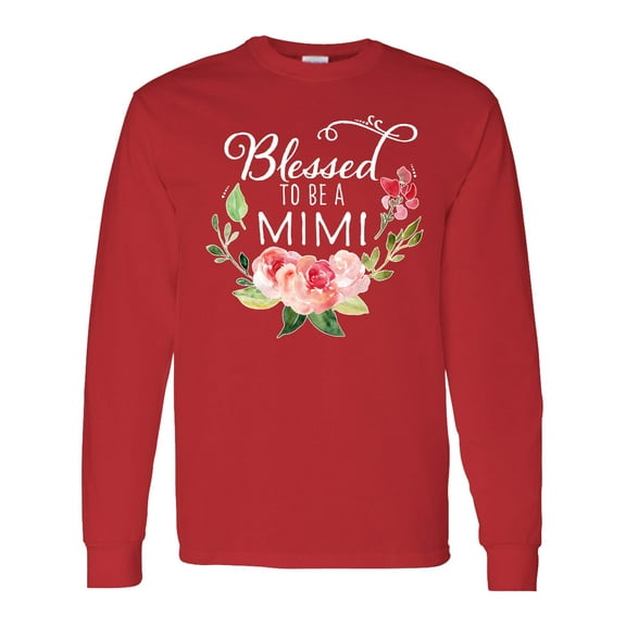 Inktastic Blessed to Be a Mimi with Pink Flowers Long Sleeve T-Shirt