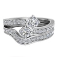 thumbnail image 3 of 1.00 CT Two-Stone Ring Accent Diamond Wedding Set 14K White Gold (F,VS1), 3 of 4