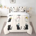 thumbnail image 2 of jejeloiu Pet Animal Cat 7 Pieces Bedding Comforter Set,Kawaii Kitten Full Bedding Set,Black Beige Fitted Sheet Flat Sheet For Boys Girls,Lightweight Room Decor Reversible, 2 of 8
