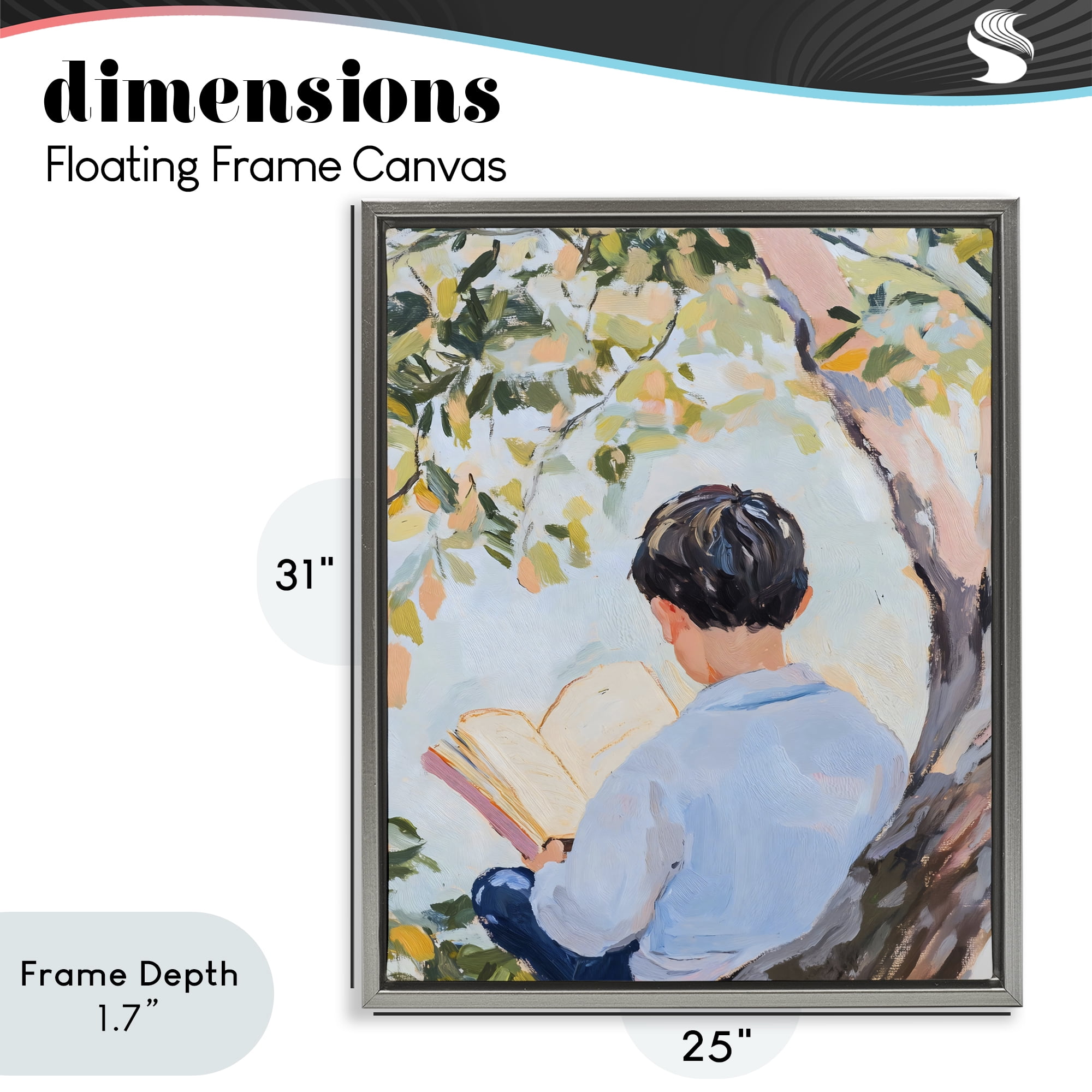 Stupell Industries Boy Reading in Nature Gray Framed Floater Canvas Wall Art, design by The Prints Vibe