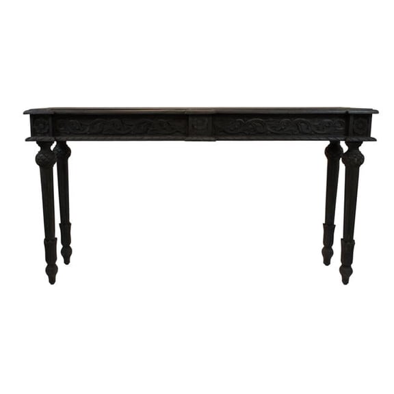 HomeRoots 488794 54 in. Gray Solid Wood Distressed Console Table