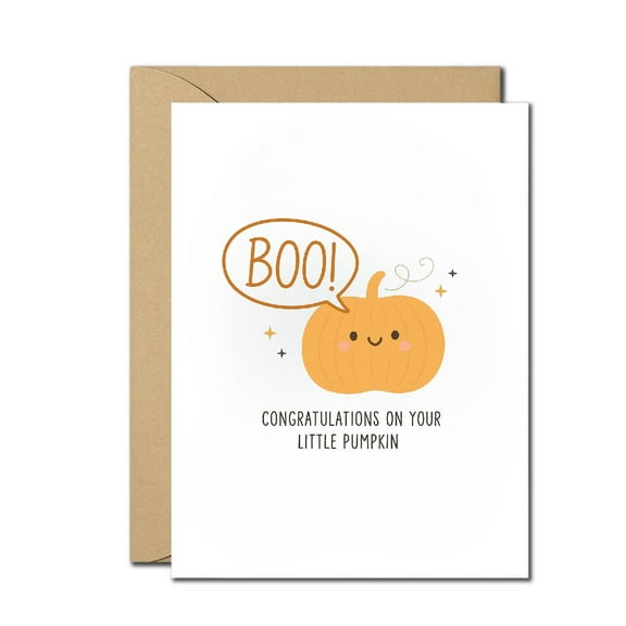 New Baby Congratulations Greeting Card - “Congratulations on Your Little Pumpkin” Cute Fall-Themed Design, Blank Inside, Includes Envelope - Perfect for New Parents & Autumn Babies