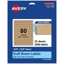 Avery Kraft Brown Heart Labels, .75" x .75", 2,000 Labels