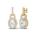 thumbnail image 3 of Mooneye 3.72 Ctw Oval Moissanite 925 Sterling Silver Gold Vermeil Dangle Women Wedding Earrings, 3 of 4