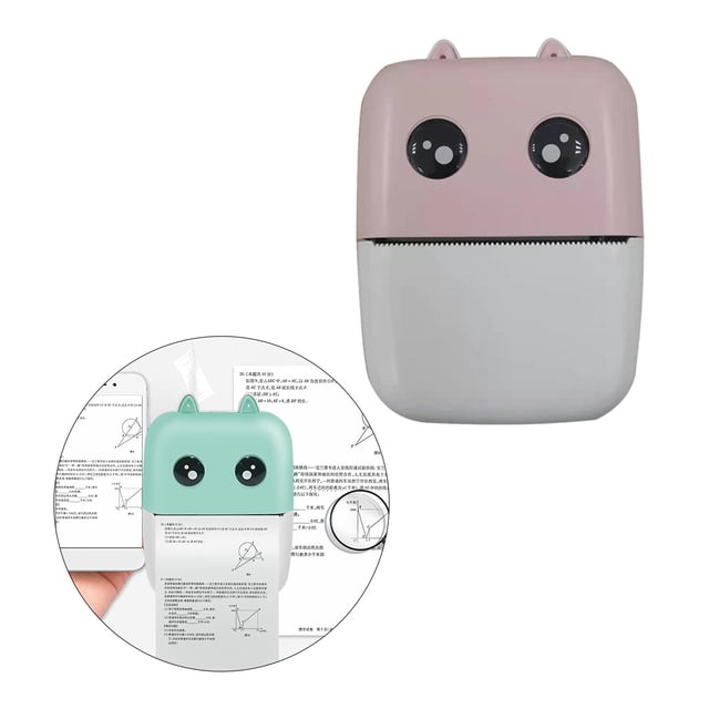 Mini impresora térmica de bolsillo Cable USB de bajo ruido portátil para teléfonos móviles, mensajes, notas de rosado