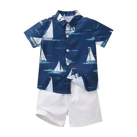 

Summer Thin Boys Sailing Print Loose Lapel Shirt Solid Color Shorts Two Piece Set Sweatsuits for Boys Toddler Bow Tie Set Baby Boy Size 3 Months Firetruck Clothes Boys Size 4 Summer Clothes Jackets
