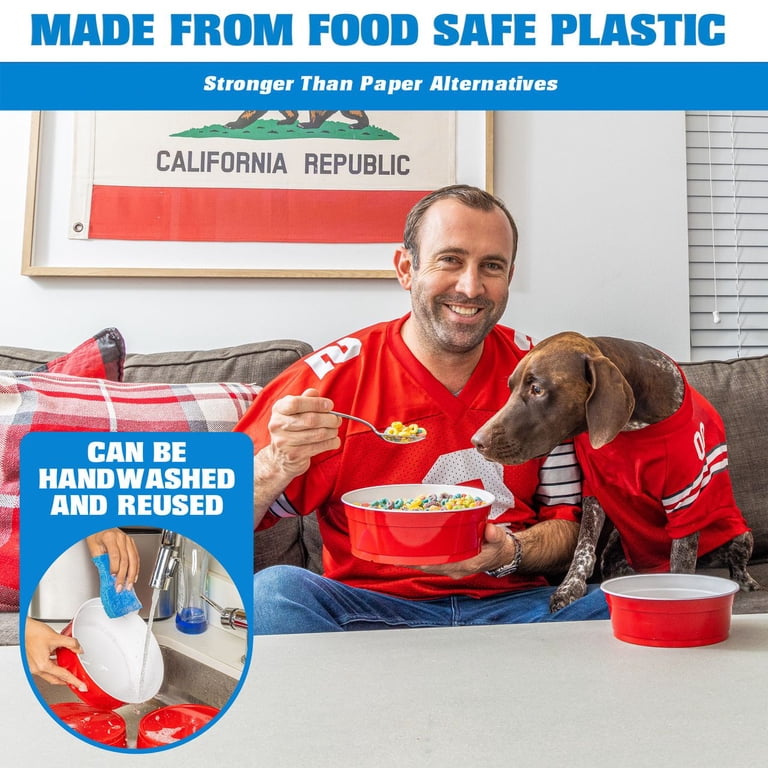 30-Pack Red Disposable Plastic Bowls 60oz photo 4