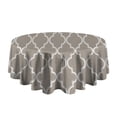 thumbnail image 5 of Brown Geometric Quatrefoil Pattern Round Tablecloth 60"x60",Wrinkle Wipeable Table Cloth for Kitchen Dining Room Picnic Patio Party, 5 of 6
