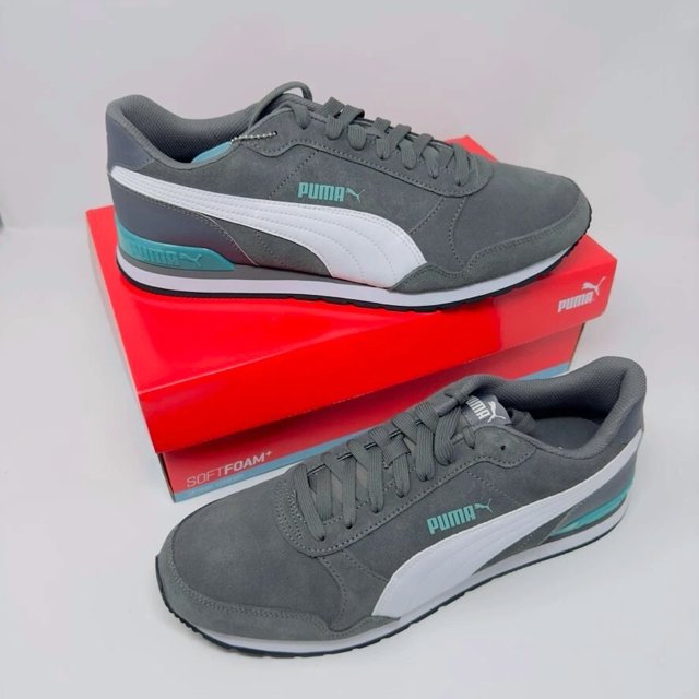 PU & MA ST Runner v2 SD Suede 365279-09 Mens Size 13 Gray Castlerock/PU & MA White NEW