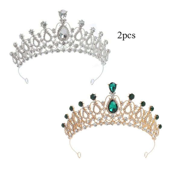 SNNROO 2PC Rose Gold Tiara and Crown for Women Crystal Queen Crowns Rhinestone Princess Tiaras for Girl Bride Wedding Hair Accessories for Bridal Birthday Party Prom Halloween Christmas Cos-play