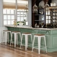 thumbnail image 6 of Andeworld 30" Set of 4 Metal Bar Stools  Stackable Counter Height Barstools Wood Seat Backless Rustic Kitchen Bar Chairs (White), 6 of 8