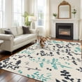 thumbnail image 2 of 5'x8' Area Rugs, Aqua Grey Botanical Indoor Outdoor Area Rug for Living Room Bedroom, Rustic Country Spring Floral Summer Leafv Washable Bathroom Rugs Kitchen Floor Carpet Mats Home Decor Aesthetic, 2 of 8