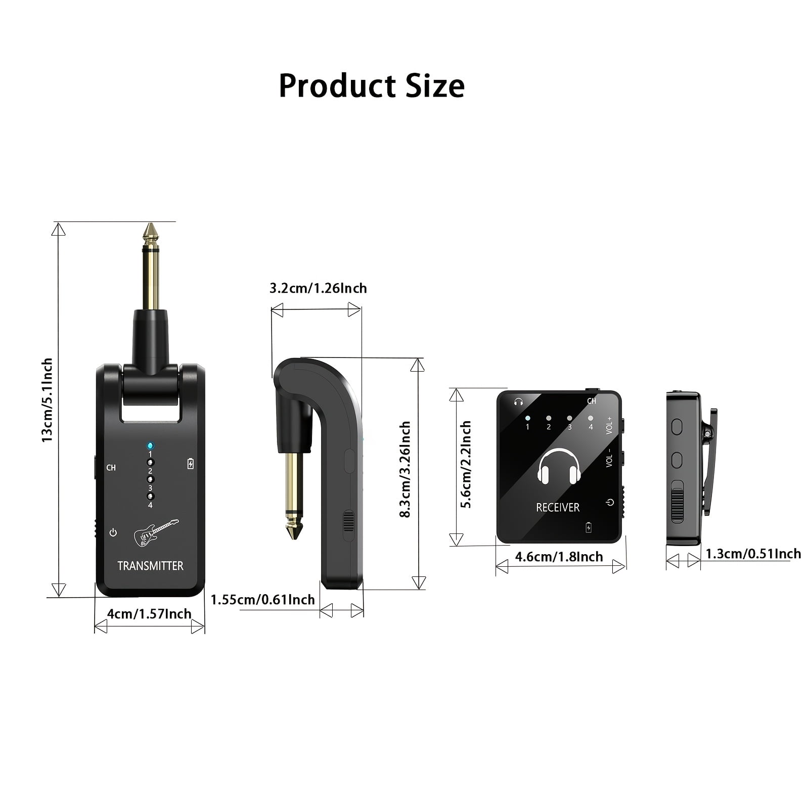 Wireless In-Ear Monitor System with IEM and Transmitter Clip Receiver, Can Be Paired Automatically, for Earphones, Guitars, DJ, Live Performance Supervision
