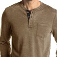 thumbnail image 2 of Camiseta de manga larga ajustada para hombre, camisa elegante de otoño con cuello redondo y botones, Top para trabajo de oficina, 2 of 5