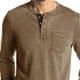 thumbnail image 2 of Camiseta de manga larga ajustada para hombre, camisa elegante de otoño con cuello redondo y botones, Top para trabajo de oficina, 2 of 5