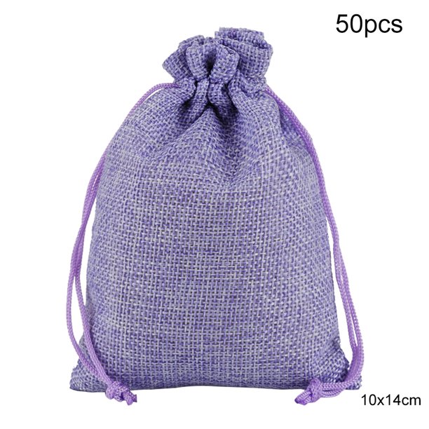 Advancent 50 Uds. Bolsa de lino con cordón organizador de joyas bolsa de almacenamiento de té portátil para el hogar Almacenamiento y organización del hogar violeta 10x14cm Advancent HA5722-29