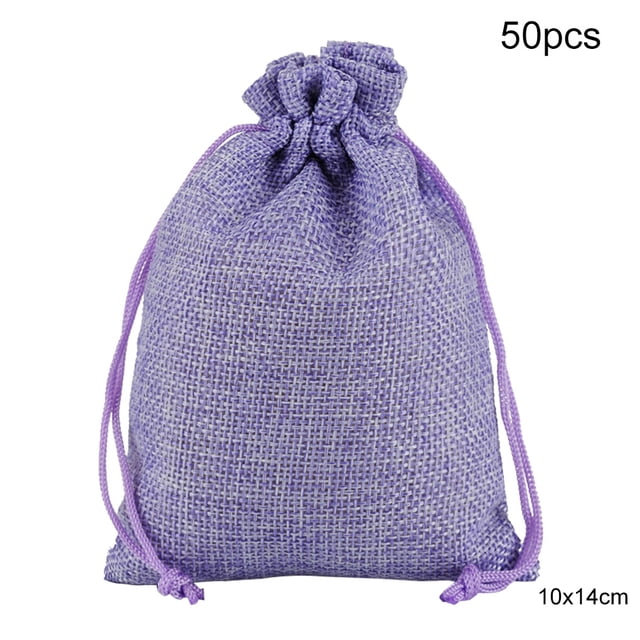Toystoory 50 Uds. Bolsa de lino con cordón organizador de joyas bolsa de almacenamiento de té portátil para el hogar Almacenamiento y organización del hogar violeta 10x14cm Toystoory HA5722-29
