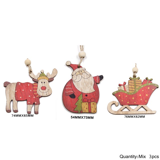 3 piezas de colgantes huecos de madera para Navidad, adornos colgantes de ciervos de cartón o Papá Noel para decoraciones de árboles de fiesta de Navidad, regalos de bricolaje