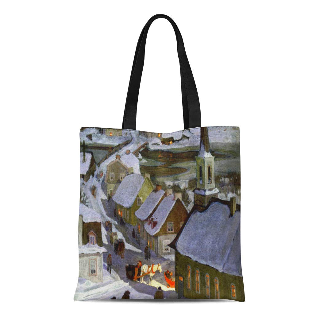 KDAGR Canvas Tote Bag Clarence Midnight Mass Painting Gagnon Canadian Canada Reusable Handbag ...