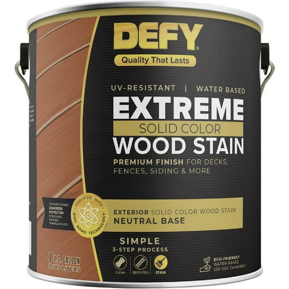 DEFY Wood Stain Extreme Solid Color Exterior Stain - Durable - 1 Gal, Neutral
