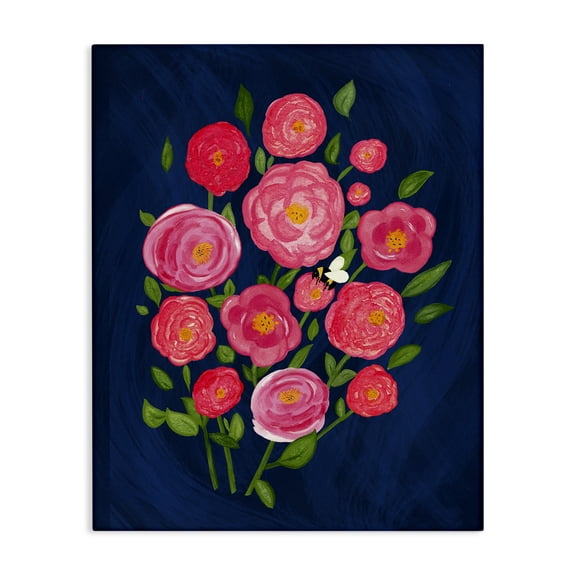 Stupell Industries Pink Poses Bunches Plants & Flowers Painting Wrapped Canvas Art Print Wall Art, 16 x 20