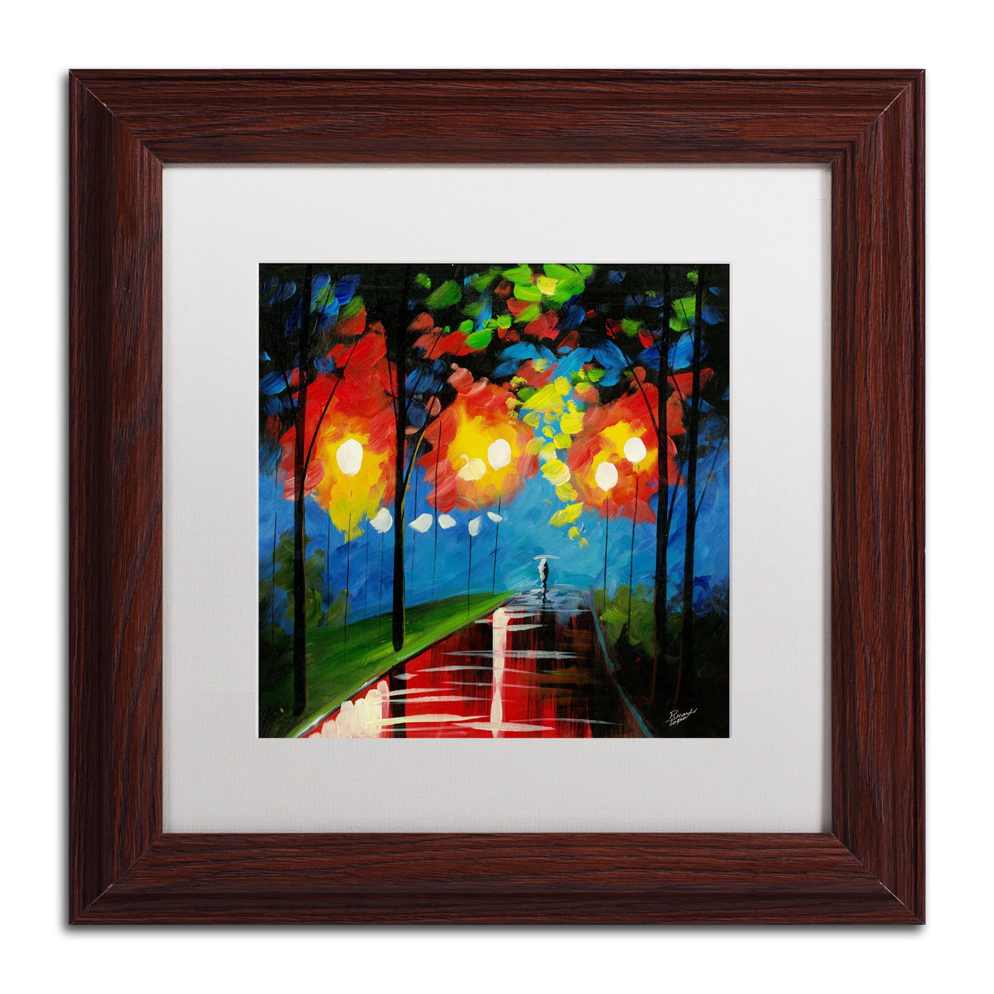 Trademark Fine Art "Night Reflection" Canvas Art by Ricardo Tapia, White Matte, Black Frame