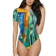 thumbnail image 1 of Balery Bright Paper Cactus Scene Body de cuello redondo de manga corta para mujer Tops de manga corta Tops básicos-Medium, 1 of 7
